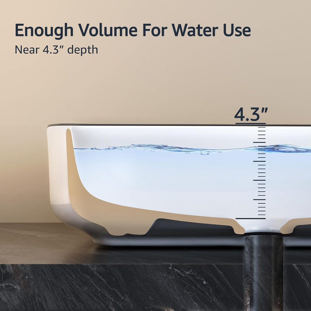 Bathroom Vessel Sink Rectangle Above Counter Porcelain Ceramic Sink Top Mount Rectanglar Countertop Sink for
