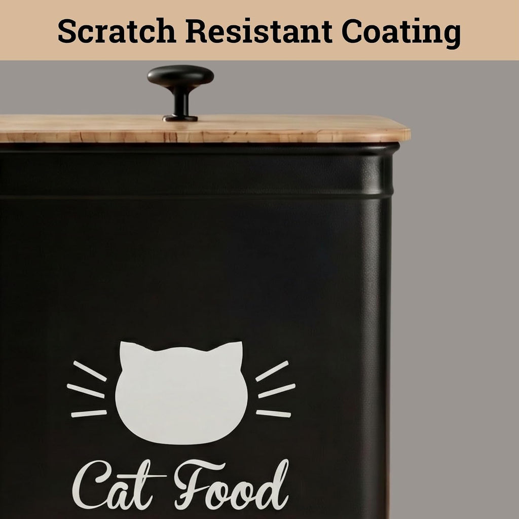 Cat Food Container with Scoop 5-7 lb (25 Cup), with Airtight Bamboo Lid