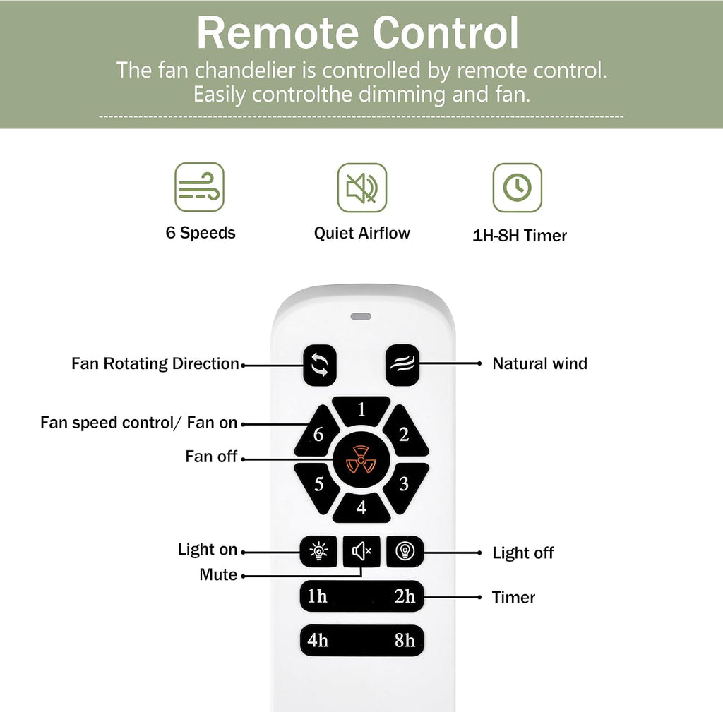 52 Inch Wood Ceiling Fan with Light and Remote - Quiet Reversible DC Motor, 6 Speed - White & Natural Wood