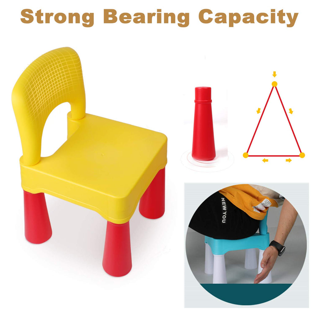 Sturdy Ergonomic Toddler Chair: 9.3in seat, 3+ yrs, Yellow, in/Out