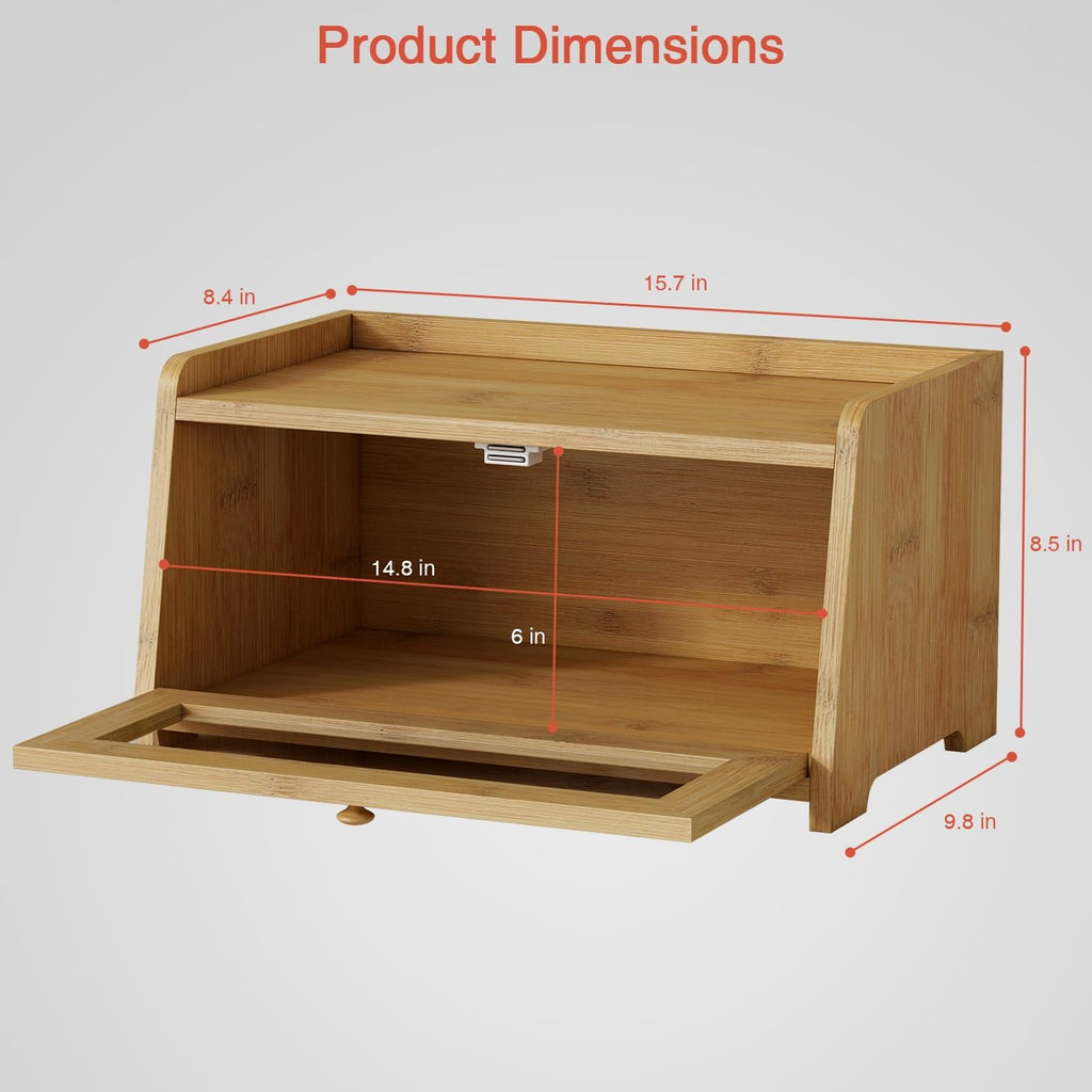 Wood for Kithcen Countertop, Rustic Breadox Storage Container made Bread, Small Compact Bread Keeper Holder Organizer