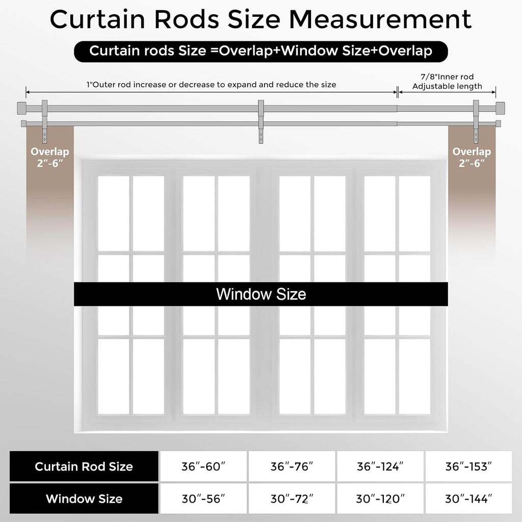 Warm Gold Double Curtain Rod, Brass Extra Long Dual Curtain Rods for Windows, 1 Inch Adjustable Heavy
