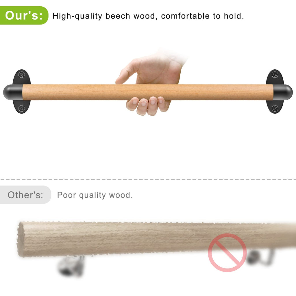 36 Inch Wood Handrail Indoor Stairs Handrail Wall Mount Handrail
