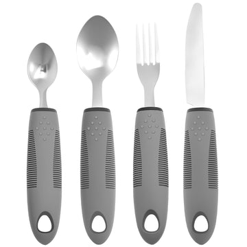 Adaptive Utensils Set, Easy Grip Handles Weighted Utensils, 2.5 oz Each Silverware Set for Hand Tremors, Elderly