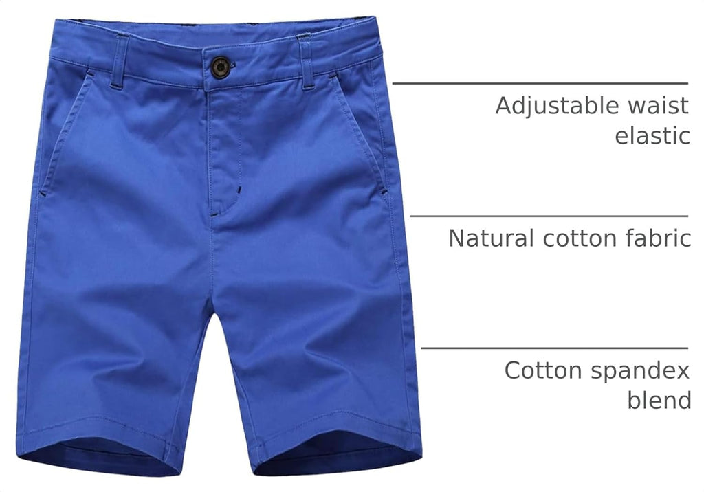 Boys Shorts with Adjustable Waist School Chino Shorts for Kid, 6 Colors to Choose