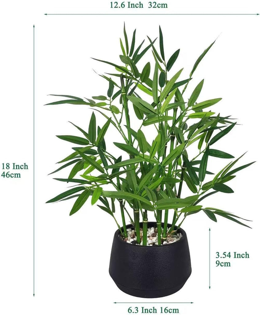 18-inch Tall Potted ARTIFICIAL Bamboo Plant (Black Pot) - Luxury Artificial Bamboo in black textures Pot , Counter