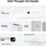 12000BTU Portable Air Conditioner with Heater, 5-in-1 Portable AC Unit with Cooling & Heating