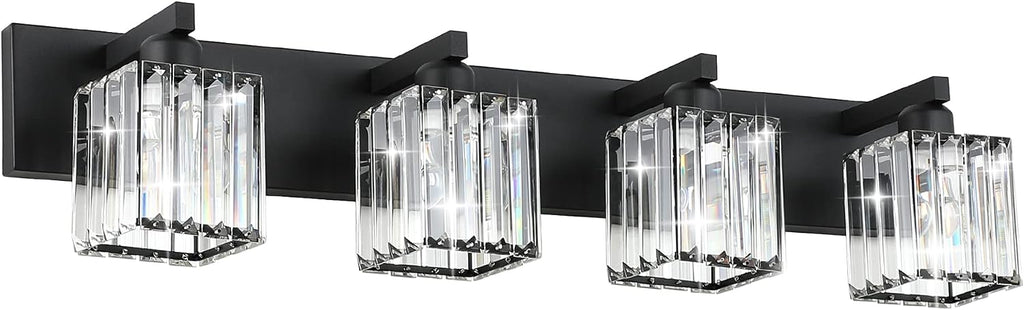 Black Light Fixtures Bathroom Vanity Light Crystal Modern Vanity Light 4 Light (Exclude Bulb)