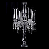 5 Arm Crystal Candelabra，32 inch Tall High-end Handcrafted Exquisite Candlestick