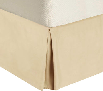 Solid 300 Thread Count, 100-Percent Cotton Queen Pleated Tailored with 15-Inch Drop and Split Corners Bed Skirt, Beige