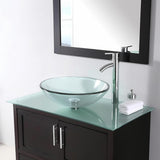 Aquaterior Tempered Glass Bathroom Vessel Sink 16" Round Countertop Vanity Basin Bowl Transparent Minimalist Modern