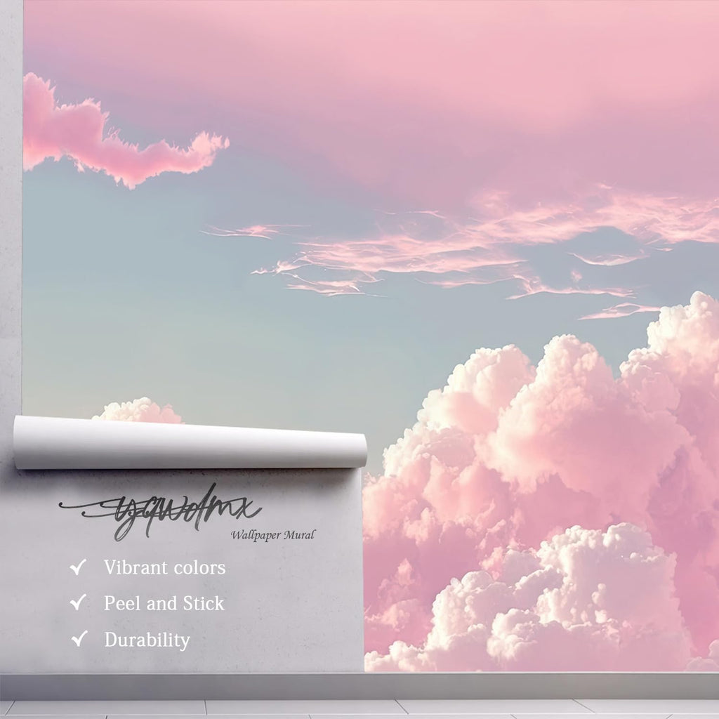 3D Pink Cloud Peel and Stick Wallpaper wall Mural Girl Kid's Room ZY08 M