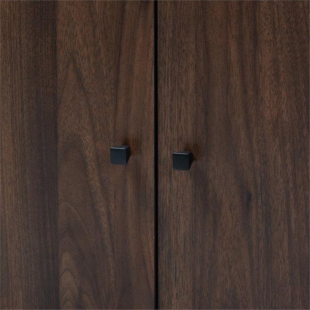 Rossin Modern and Contemporary Walnut Brown Finished 2-Door Wood Entryway Shoe Storage Cabinet with Open Shelf