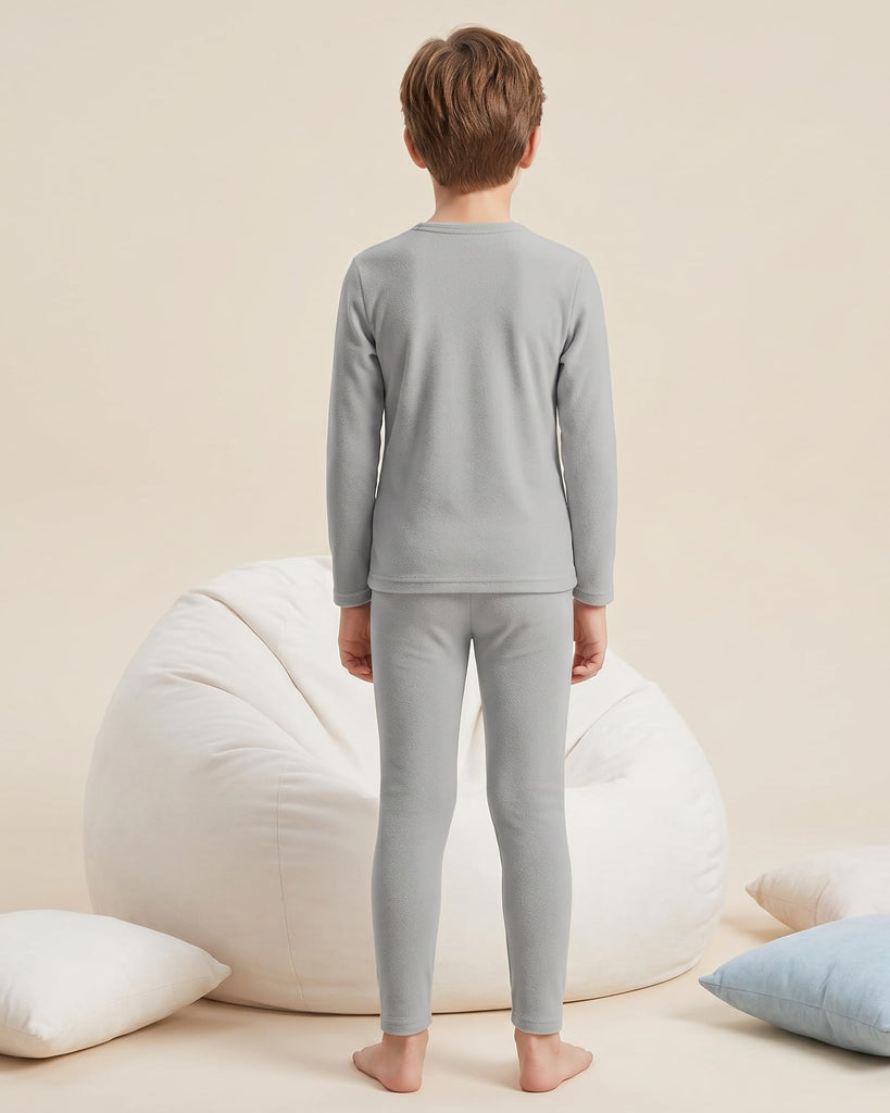 Kids Thermal Set Long Underwear Base Layer Light Grey