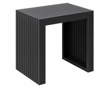 Bamboo Dining Bench, 18'' Slatted Design Entryway Bench, Black
