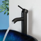 HM HomeMieco 17 Inch Square Blue Glass Vessel Sink Bathroom Bowl Sink with Faucet and Drain