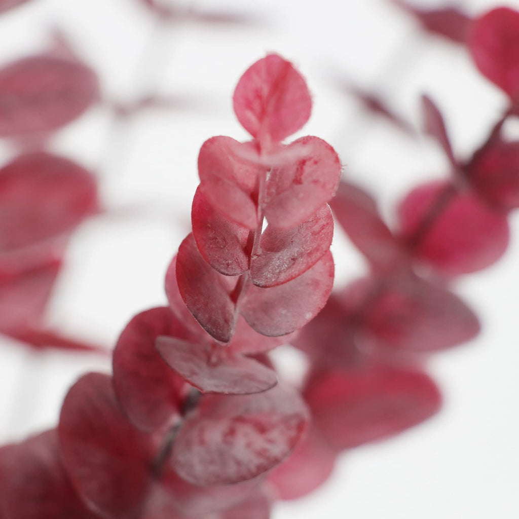 Real Touch Leaf Artificial Eucalyptus Stem Faux Eucalyptuses Wedding Bouquet Centerpiece Home Decor (26, Red)
