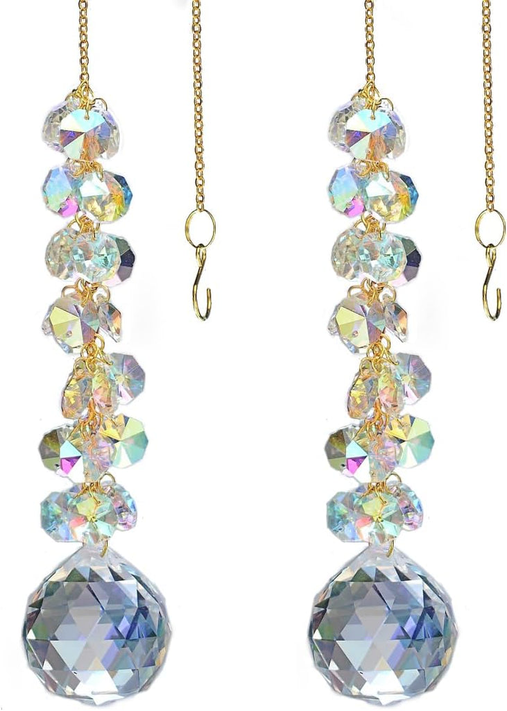 Suncatchers for Windows Hanging Prism, 40mm auraro Crystal Suncatcher with Crystals Chandelier Beads