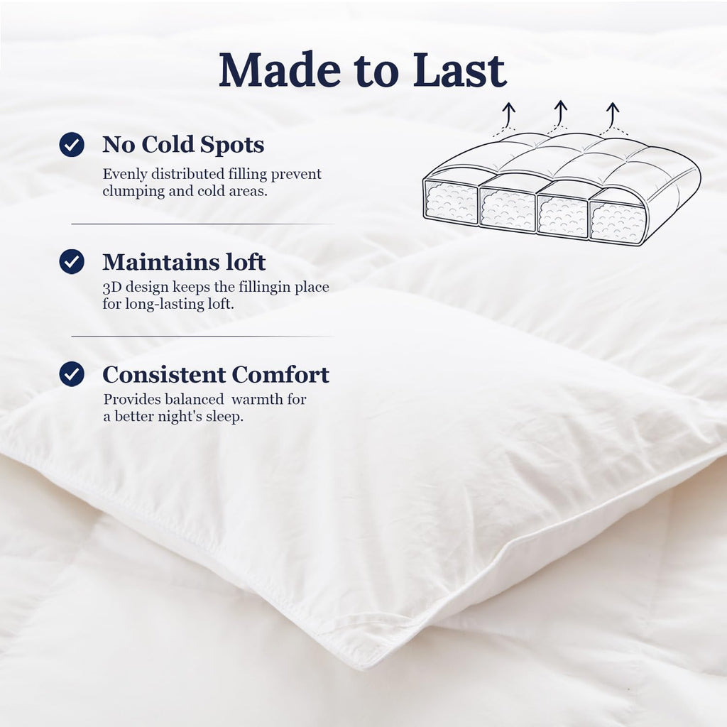 Down Feather Comforter King Size, Winter Duvet Insert