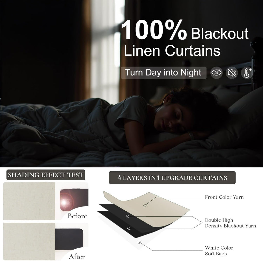Long Black Out Curtains 108 Inch Length 2 Panel Complete Blackout Full Light Blocking Heat Winter Cold Thermal