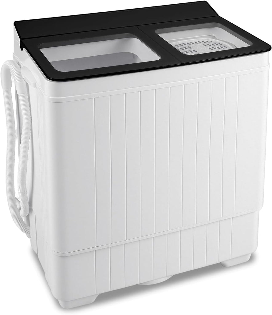 Portable Washing Machine, 26LBS Twin Tub Mini Compact Laundry Washer Spinner Combo with Drain Pump, 18Lbs Washer and