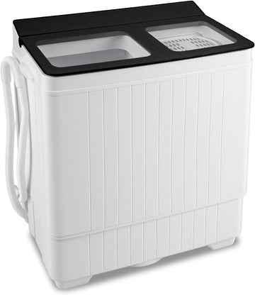 Portable Washing Machine, 26LBS Twin Tub Mini Compact Laundry Washer Spinner Combo with Drain Pump, 18Lbs Washer and