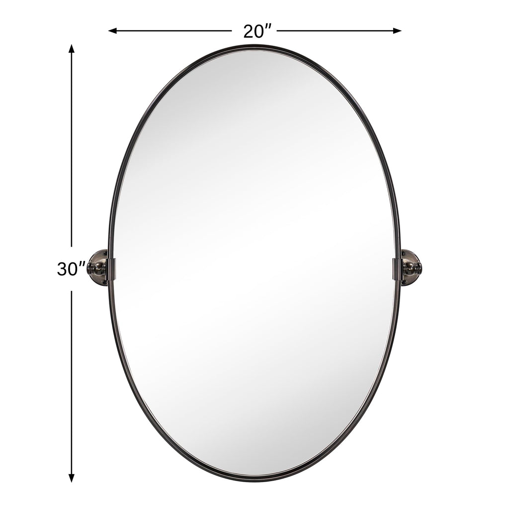 Farmhouse Oil Rubbed Bronze Oval Metal Pivot Bathroom Vanity Mirror Tilting Beveled Vanity Mirrors for Wall, Overall