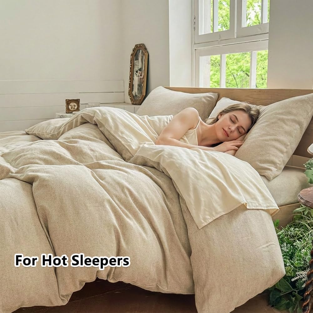 100% French Flax Linen Duvet Cover Set, Natural Linen