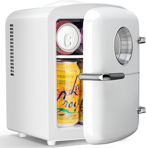 Compact Mini Fridge, 4L Capacity/6 Cans Portable Cooler and Warmer Compact Refrigerator, for Bedroom,Car,Office and