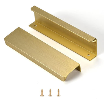 Edge Finger Tab Pull for cabinets Kitchen Concealed Drawer pulls Aluminum Flat Hidden Back Mount Door Handle 10 Pack