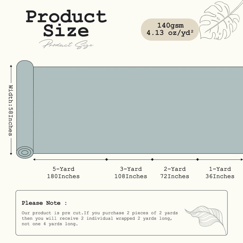 58" Wide Soft Cotton Blend Fabric by the Yard, 140gsm Lightweight & Durable Cloth for Quilting, Sewing, DIY Crafts