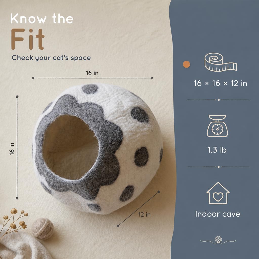 Cat Cave Bed, Cozy Pueblo Pattern, Gray White