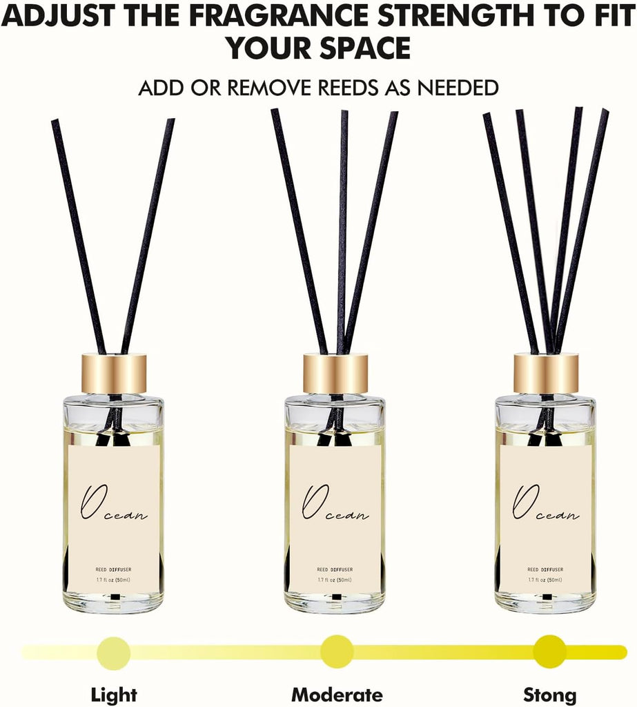Reed Diffuser, Eucalyptus, Linen, Ocean Oil Diffusers with Sticks - Set of 3