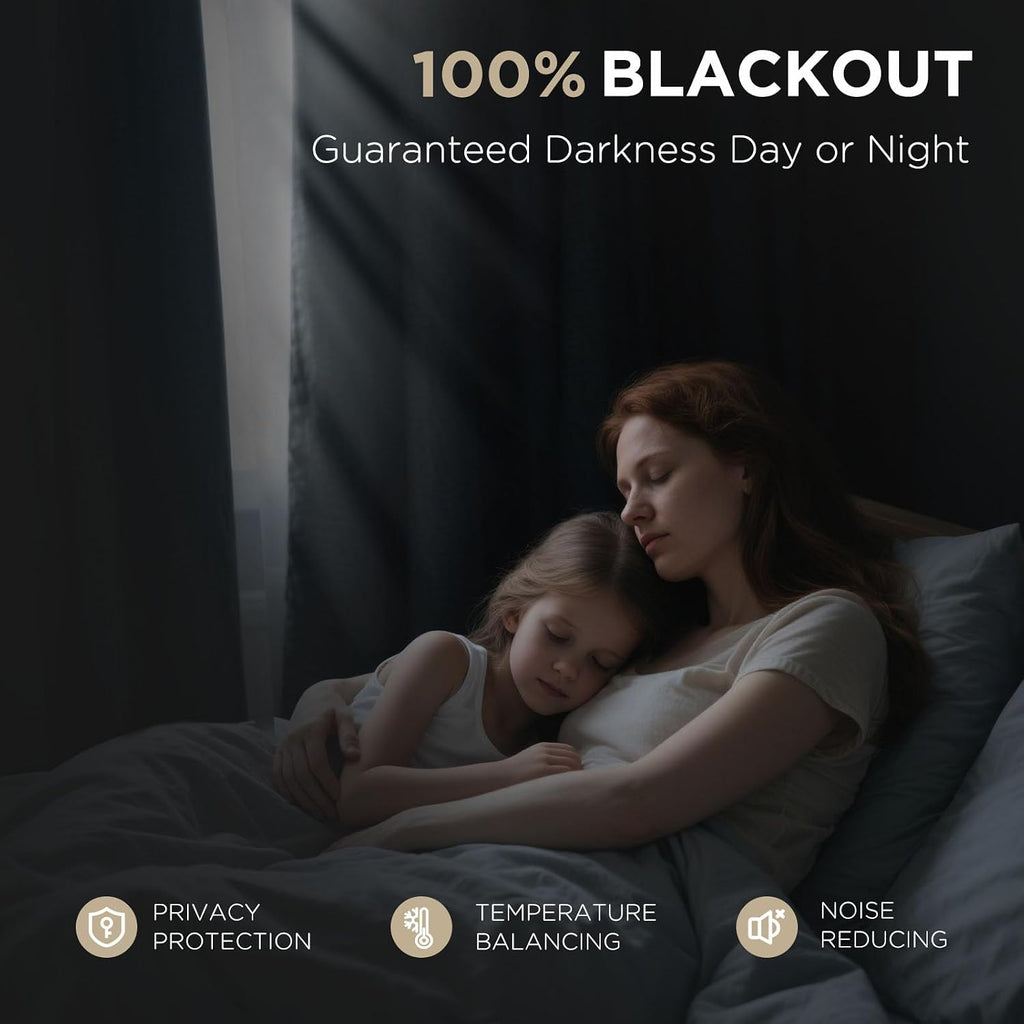 Blackout Curtains for Bedroom - 100% Light Blocking 2 Panels Set White Drapes 66" W x 96" L, Thermal Insulated Room