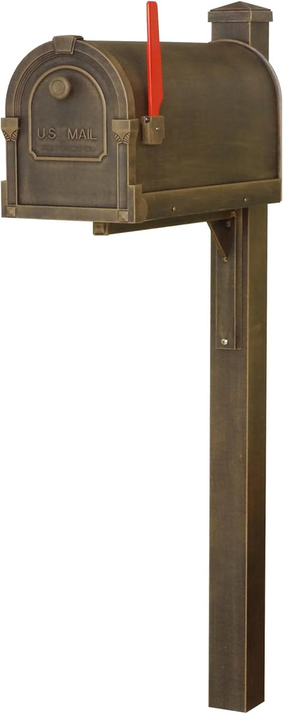 Savannah Curbside Mailbox with Wellington Post - Copper Aluminum Mailbox with Post