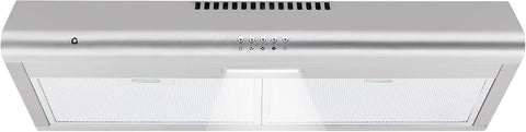 30 Inch Stainless Steel Under Cabinet Range Hood 100 CFM Low Noise LED Lights Convertible Ducted/Ductless