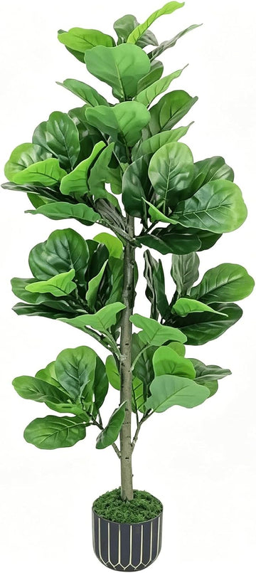Artificial Tree 4FT Fiddle Leaf Fig Tree with Black Pot