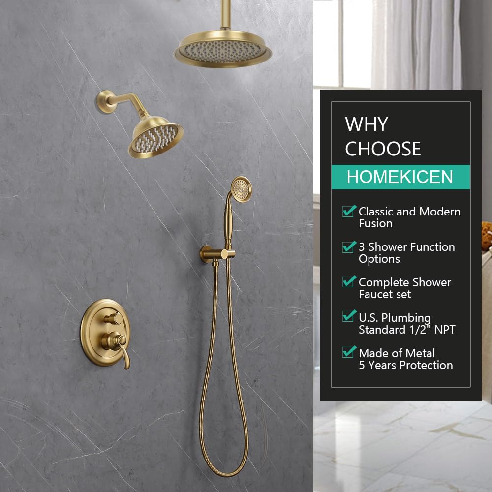 Dual Rain Shower Head System with Handheld Antique Faucet Set