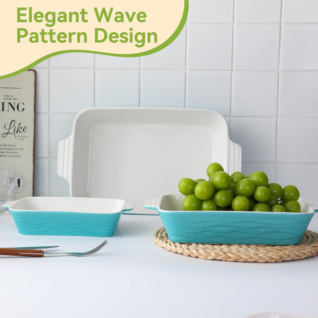 Baking Dish for Oven Casserole Dishes Bakeware Set With Ramekin Ceramic Lasagna Pan 9×12.8 Inch Large Deep Baking