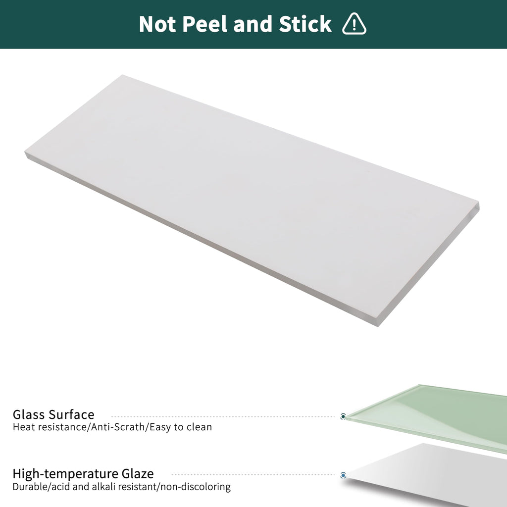 Light Green Glass Subway Tile, Glass Kitchen Shower Backsplash Wall, 4 x 12 Inches, 12Pcs, 4 Sq.Ft.