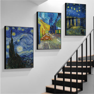 3 Piece Canvas Wall Art, Classic Van Gogh Artwork Painting Reproduction, Starry Night Giclee Canvas Prints Wall Art