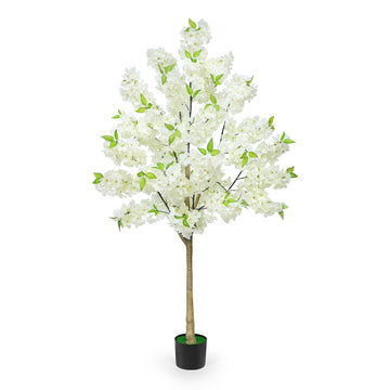 5FT White Artificial Cherry Blossom Tree with Pot Wedding Decor