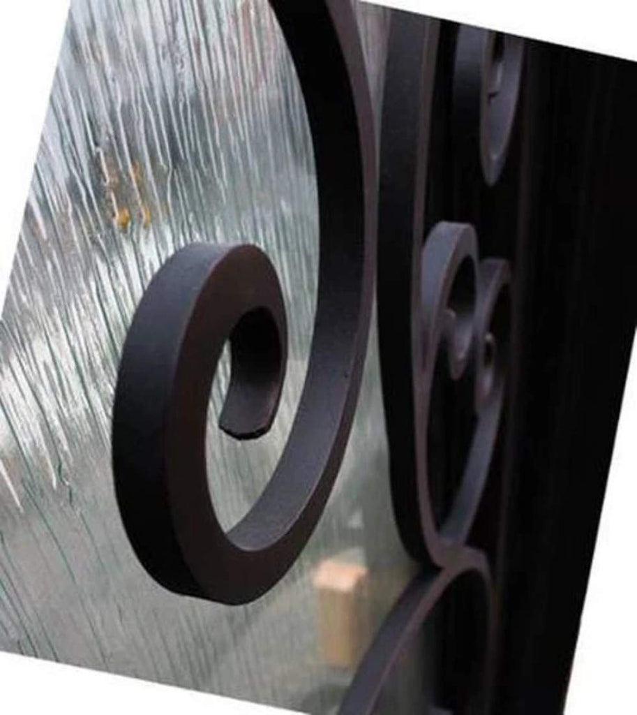 Wrought Iron Exterior Entry Door Single 36"X96" Side Door Pre-Hung with Frame Strong Safe, Glass Panels Opened Left