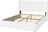 Queen Lift Up Storage Bed/Velvet Upholstered/Modern Wingback Headboard/Upholstered Platform Bed Frame/Hydraulic