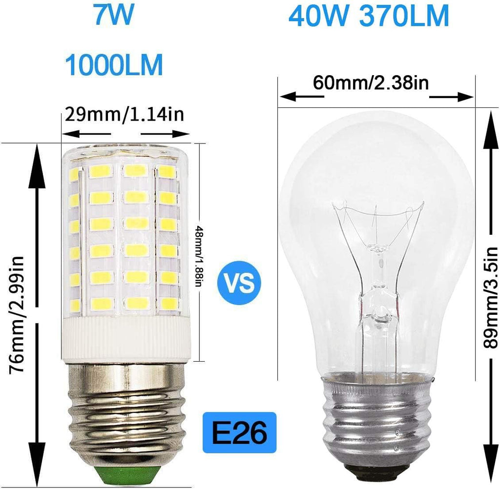 E26 LED Medium Base Screw LED Refrigerator Light Bulb Appliance Bulb 7W