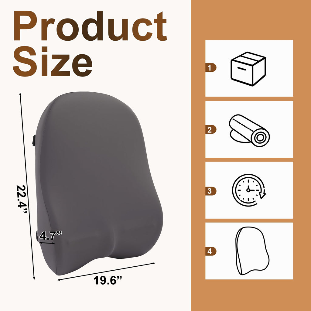 Extra Long Lumbar Support Pillow for Recliner Chair, 50D Molded Memory Foam Back Support Cushion with Full Back