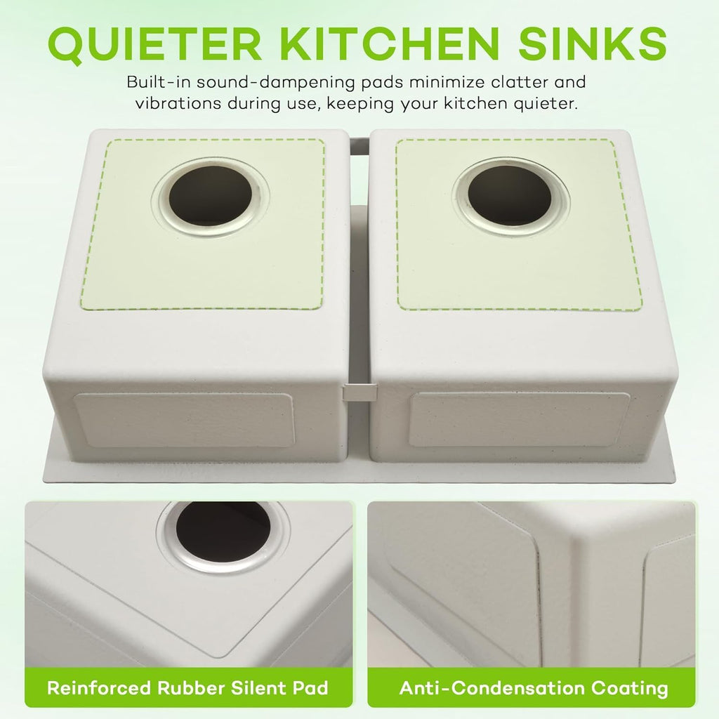 Double Undermount Kitchen Sinks 30 Inch, 16 Gauge T304 Stainless Steel Sink | 30" x 18" x 10" Deep Large Workstation