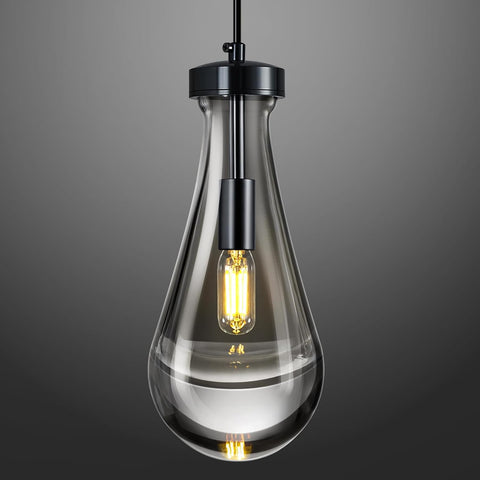 Raindrop Pendant Lights Kitchen Island Teardrop PlatingBlack Hanging Light Clear Solid Glass Pendant Light Modern Chandeliers for Dining Room Porch Corridor Living Room(PlatingBlack 1-Pack) A121-B0DL48FWDW