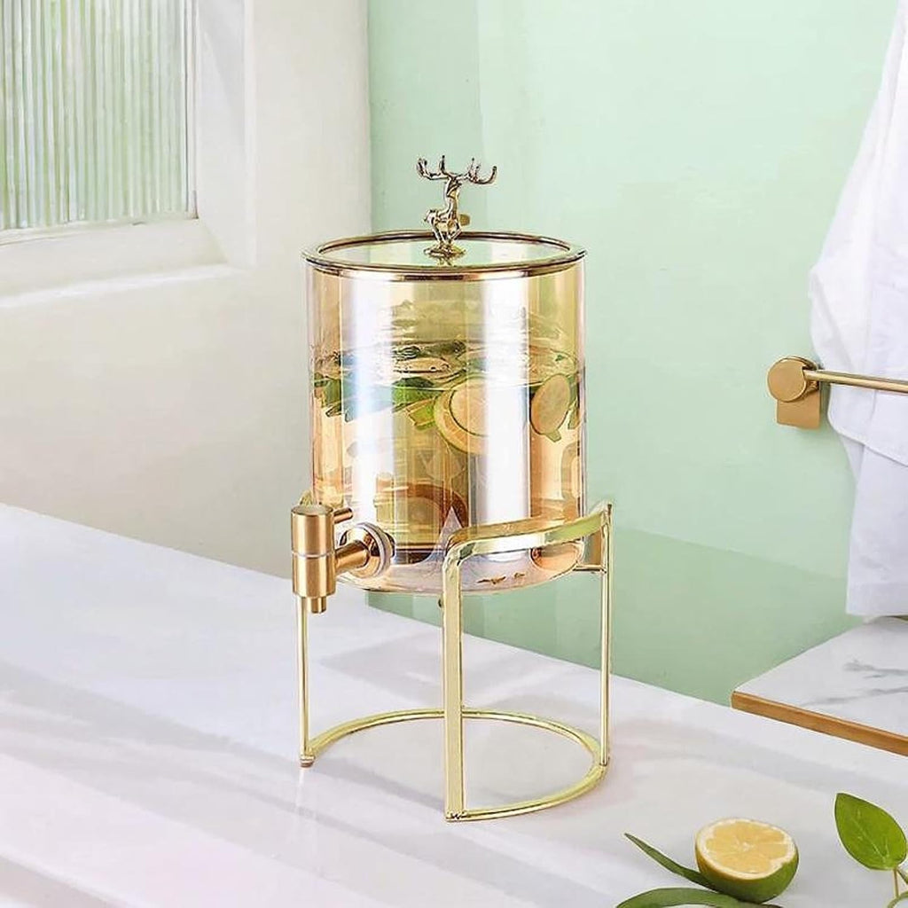 Beverage Dispenser Holder Pitcher Base 20cm Support Storage Rack Glass Jar Stand Cold Water Jug Stand Bar Party, Gold
