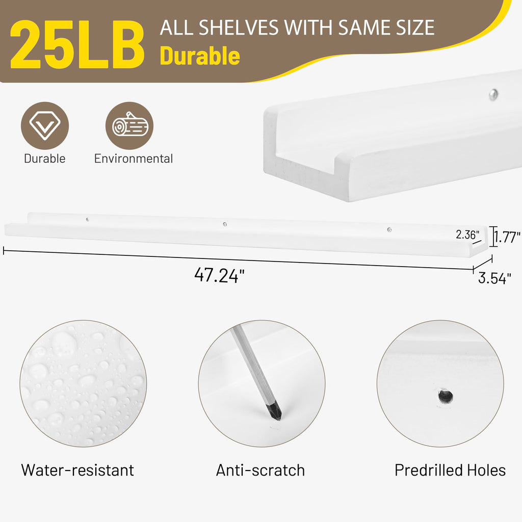 Picture Ledge Shelf Narrow, Floating Shelves for Wall, Photo Shelves With Lip